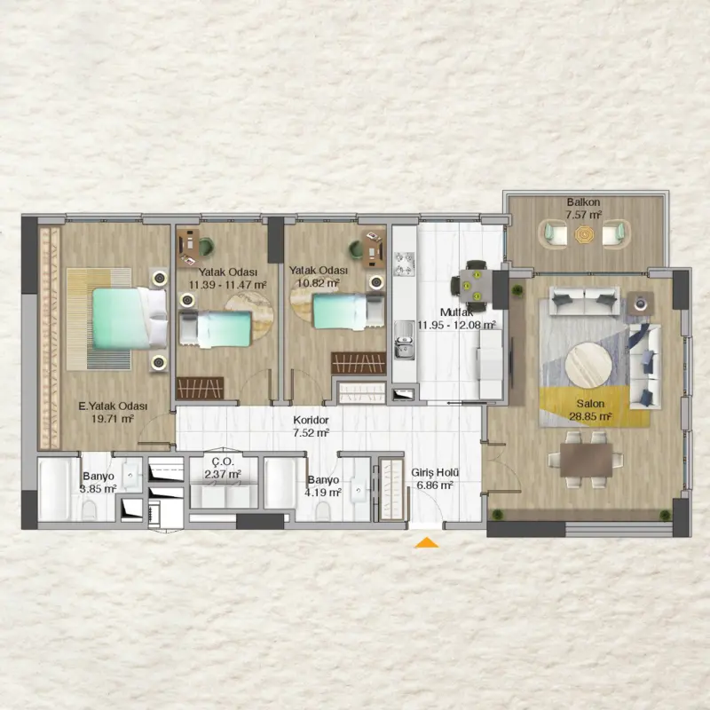 Avrupa Konutları Güneşli floor plans - 3